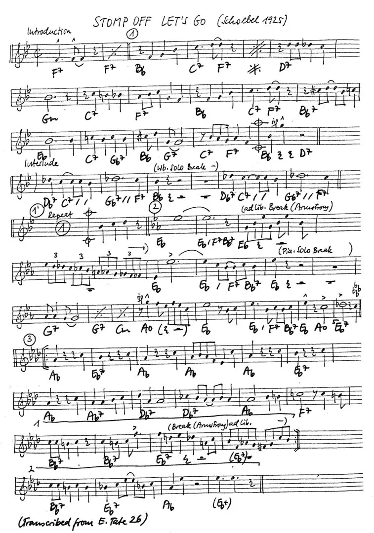 stomp off let's go free jazz leadsheet - Courtesy of the Jungle Jazz Band